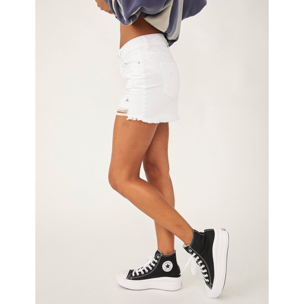$20 Start FREE PEOPLE Out Of Ordinary Denim Mini Skirt / White NWOT - Picture 4 of 6